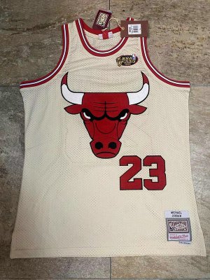 NBA 23 MICHAEL JORDAN Bulls M&N authentique crème Chainstitch Maillot